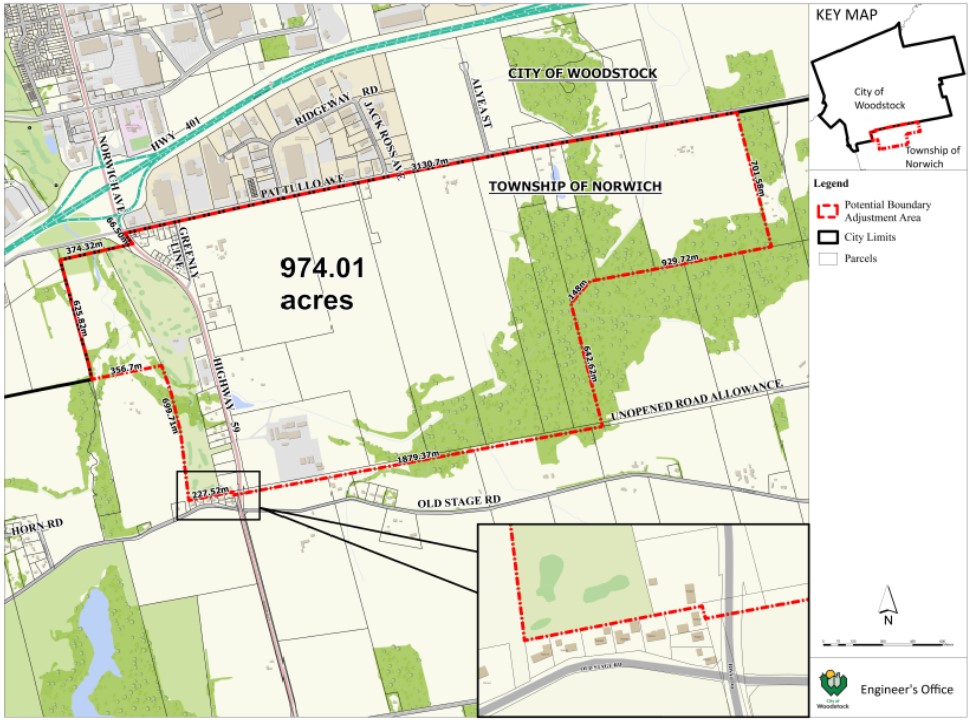 Norwich-Woodstock Boundary Adjustment Map 
